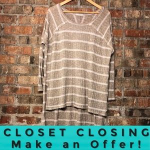 Easel light brown white striped long sleeve tunic